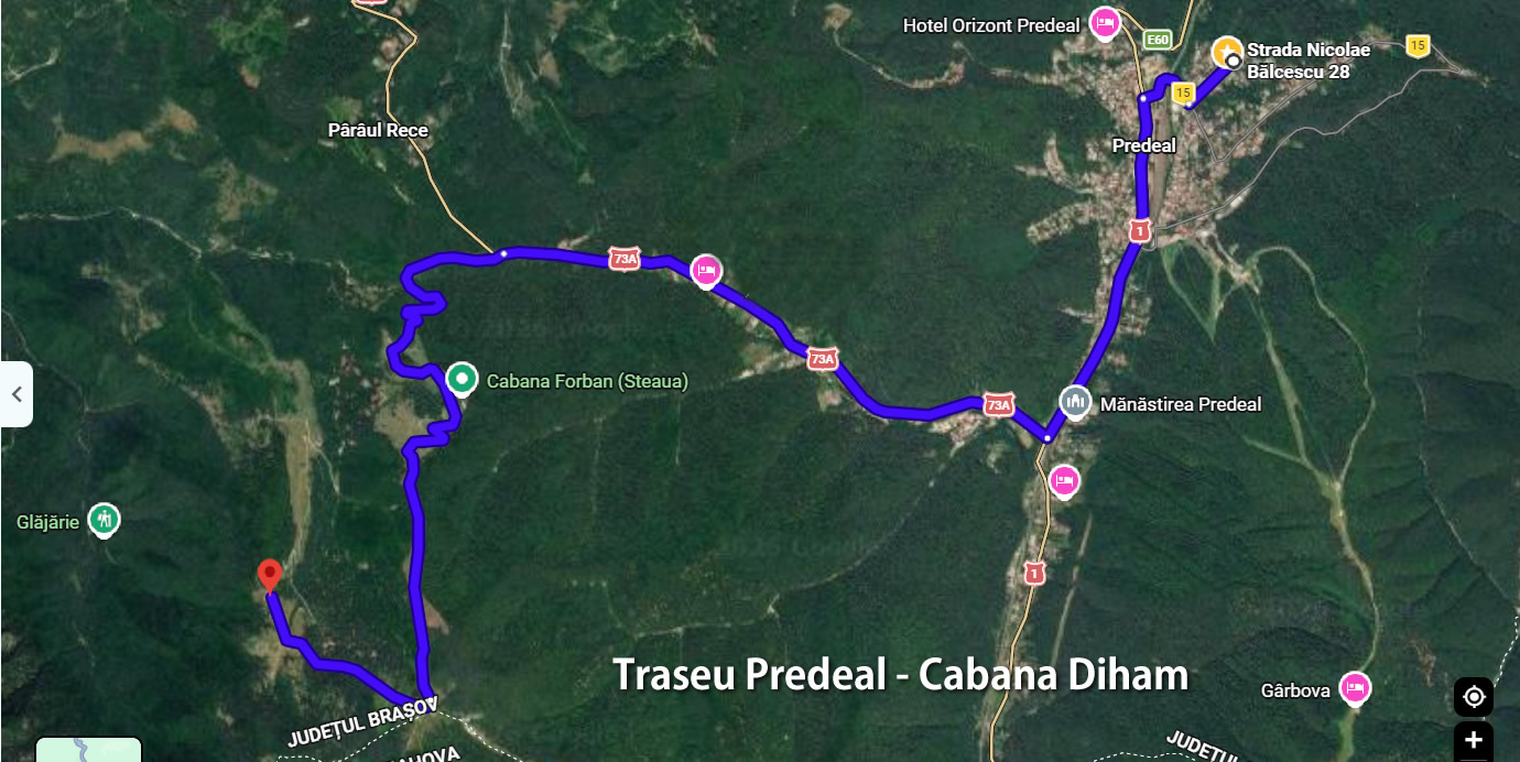 harta traseu atv predeal cabana diham